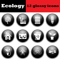 Image showing Set of ecological glossy icons