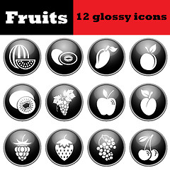 Image showing Set of fruit glossy icons