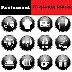 Image showing Set of restaurant glossy icons
