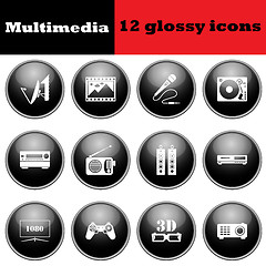 Image showing Set of multimedia glossy icons