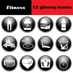 Image showing Set of fitness glossy icons