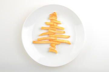 Image showing christmas tree from fried potatoes 