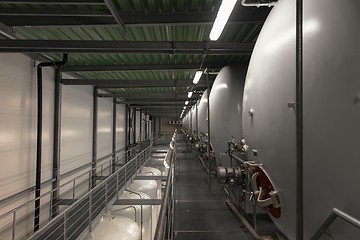 Image showing Large industrial white silos in modern factory