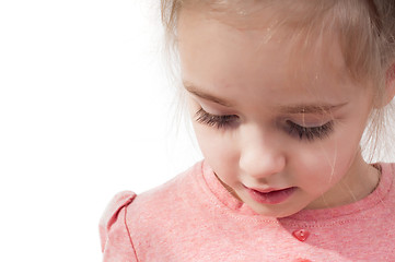 Image showing Closeup shot of little girl with long eyelashes