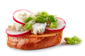 Image showing toasted bread with curd cheese and radish
