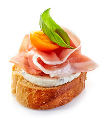 Image showing toasted bread slice with smoked ham