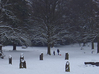 Image showing Druid stones in the snow