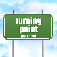 Image showing Turning point on green road sign