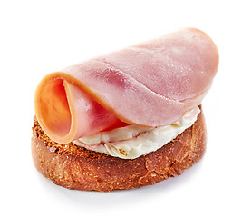 Image showing toasted bread with cream cheese and ham