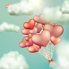 Image showing Retro love balloons on blue sky. EPS 10