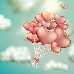 Image showing Retro love balloons on blue sky. EPS 10