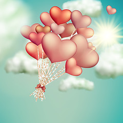 Image showing Retro love balloons on blue sky. EPS 10