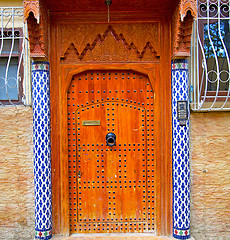 Image showing historical in  antique building door morocco style africa   wood