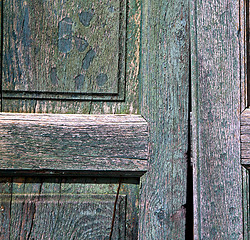 Image showing texture   brown knocker and wood  door  