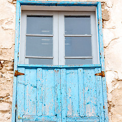 Image showing blue window in morocco africa old construction and brown wall  c