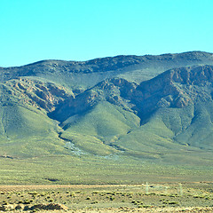 Image showing bush  in    valley  morocco     africa the atlas dry mountain  