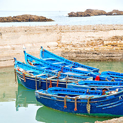 Image showing boat   in africa morocco  old harbor wood    and  abstract pier