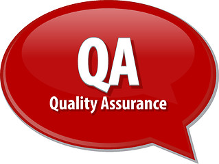 Image showing QA acronym definition speech bubble illustration