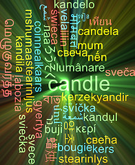 Image showing Candle multilanguage wordcloud background concept glowing
