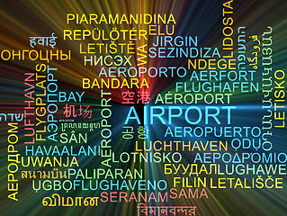 Image showing Airport multilanguage wordcloud background concept glowing