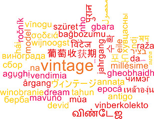 Image showing Vintage multilanguage wordcloud background concept