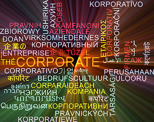 Image showing Corporate multilanguage wordcloud background concept glowing