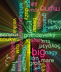 Image showing Big multilanguage wordcloud background concept glowing