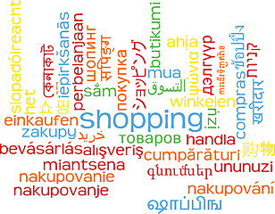 Image showing Shopping multilanguage wordcloud background concept