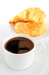 Image showing Coffee and croissants