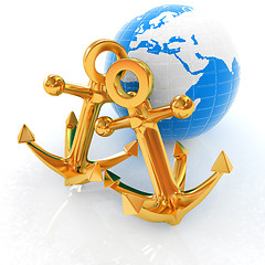 Image showing Gold anchors and Earth