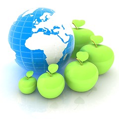 Image showing Earth and apples around - from the smallest to largest. Global d