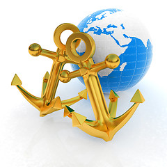 Image showing Gold anchors and Earth