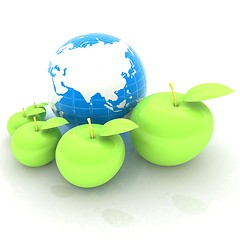 Image showing Earth and apples around - from the smallest to largest. Global d