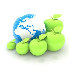 Image showing Earth and apples around - from the smallest to largest. Global d