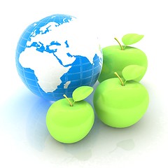 Image showing Earth and apples around - from the smallest to largest. Global d