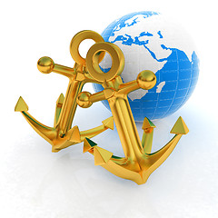 Image showing Gold anchors and Earth