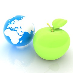 Image showing Earth and apple. Global dieting concept