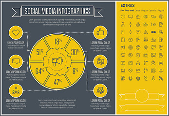 Image showing Social Media Line Design Infographic Template