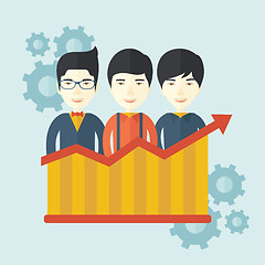 Image showing Businessmen standing infront of growing graph.