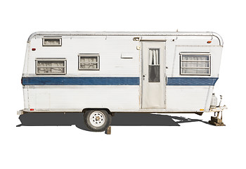 Image showing Classic Old Camper Trailer on White