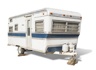 Image showing Classic Old Camper Trailer on White