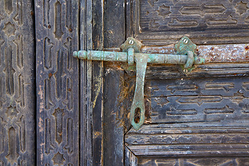 Image showing door abstract  spain a green closed wood    lanzarote 