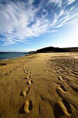 Image showing footstep in lanzarote   rock stone sky