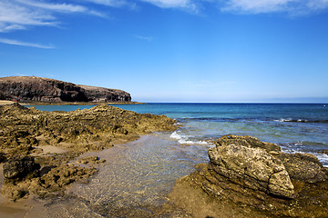 Image showing in lanzarote   spain  rock stone   coastline and summer 