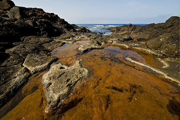 Image showing spain landscape rock s   water  in lanzarote  isle 