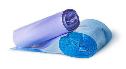 Image showing Two rolls of plastic garbage bags