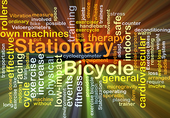 Image showing Stationary bicycle background concept glowing