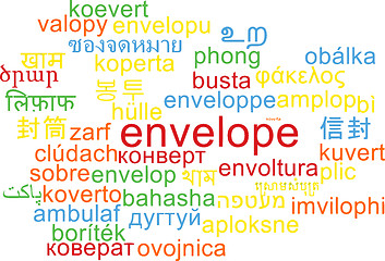 Image showing Envelope multilanguage wordcloud background concept
