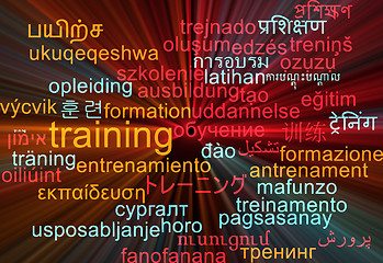 Image showing Training multilanguage wordcloud background concept glowing