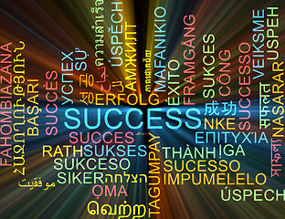Image showing Success multilanguage wordcloud background concept glowing